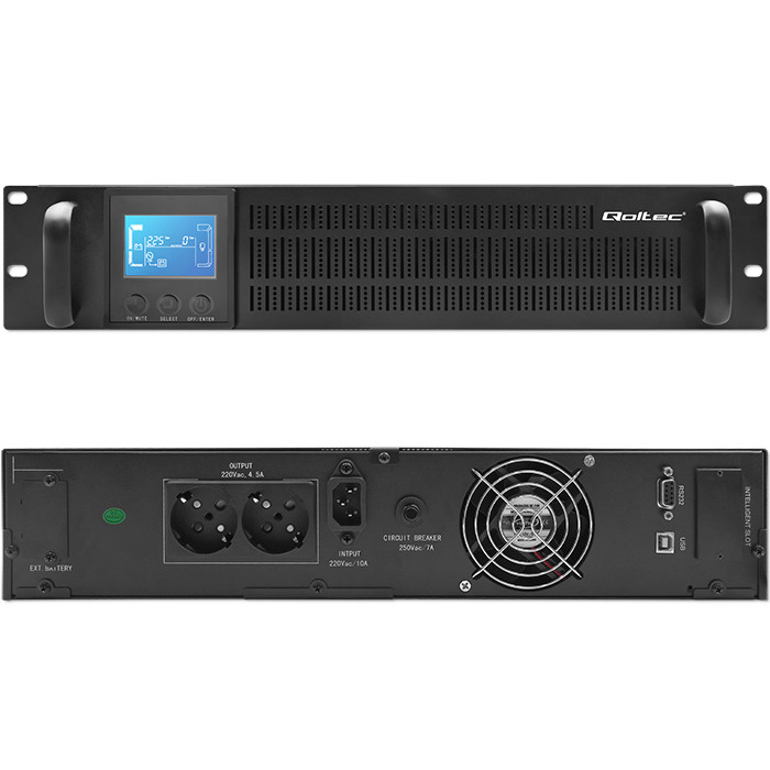 Qoltec Rack-USV 53945 | 1kVA | 800W | LCD
