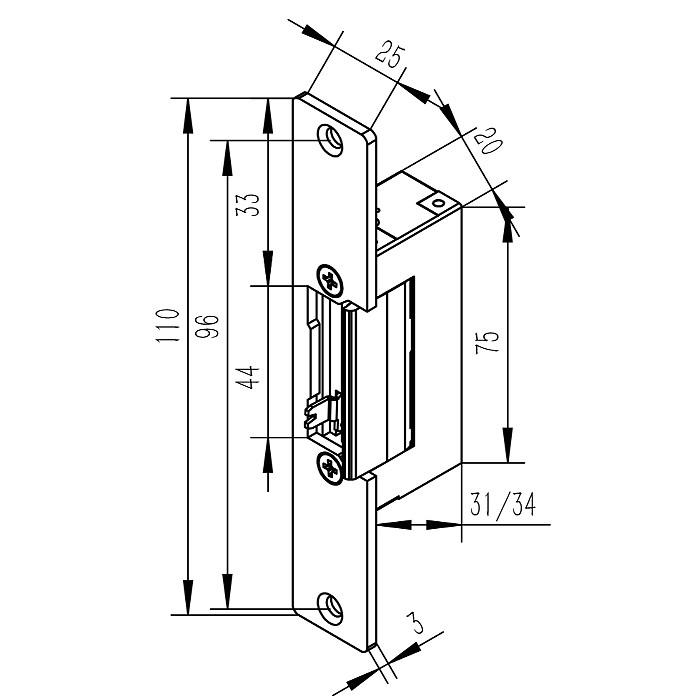 Qoltec Electric strike With lock and memory + mounting plate | 12V | Stainless steel