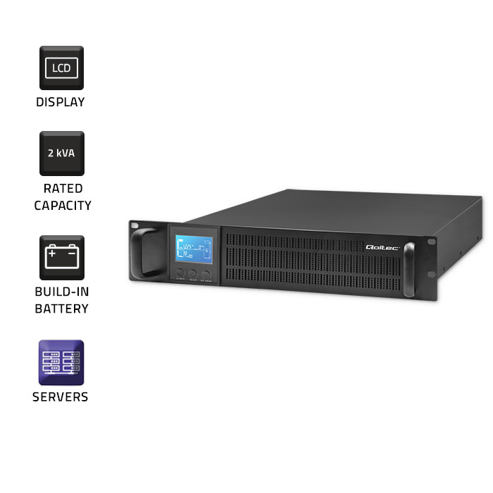 Qoltec Rack-USV 53946 | 2kVA | 1600W | LCD