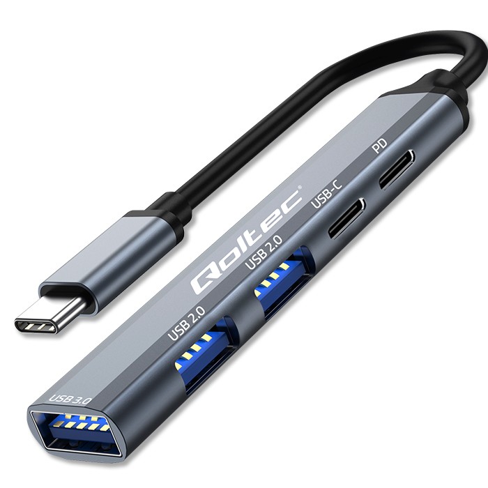 Qoltec USB-Hub 53790 | USB-C | 2x USB 2.0 | USB 3.0