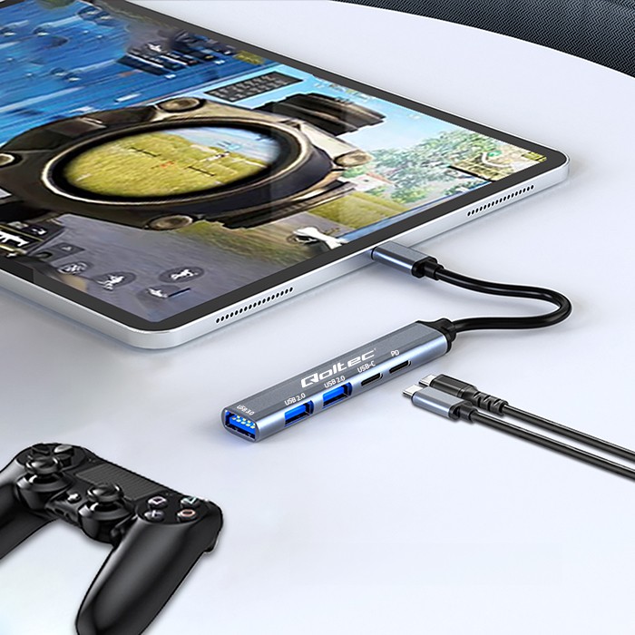 Qoltec USB-Hub 53790 | USB-C | 2x USB 2.0 | USB 3.0