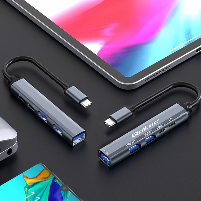 Qoltec USB-Hub 53790 | USB-C | 2x USB 2.0 | USB 3.0