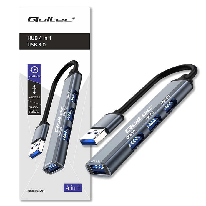 Qoltec USB-Hub 53791 | 4x USB 3.0