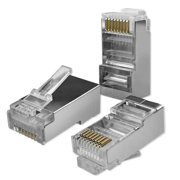 Qoltec RJ45 Durchgangsstecker | CAT5e | FTP | Durchgehen | Vergoldete Kontakte | 10 Stück