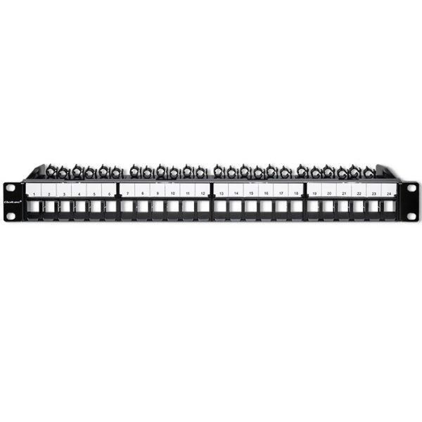 Qoltec Patchpanel 54516 | 1U | 24 Ports | Schwarz