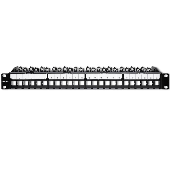 Qoltec Patchpanel 54516 | 1U | 24 Ports | Schwarz