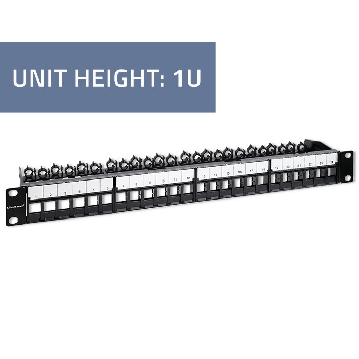 Qoltec Patchpanel 54516 | 1U | 24 Ports | Schwarz