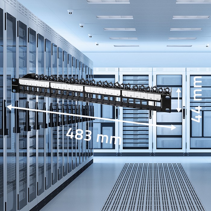 Qoltec Patchpanel 54516 | 1U | 24 Ports | Schwarz