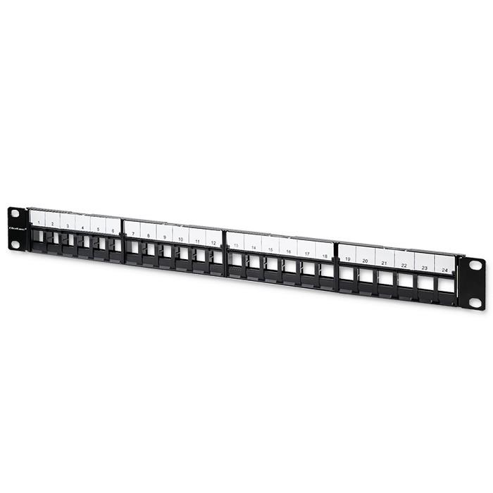Qoltec Patchpanel 54516 | 1U | 24 Ports | Schwarz