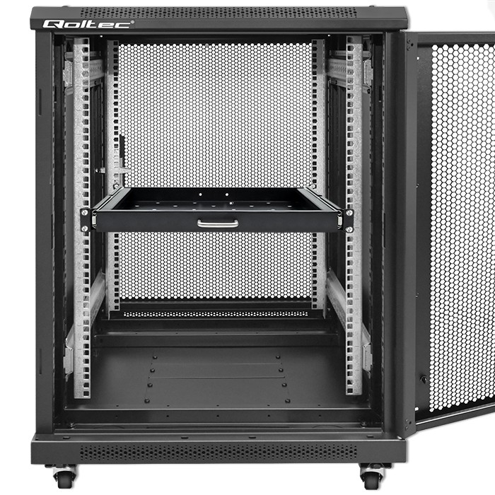 Qoltec Rack-Fachboden 54509 | 600*600 | Schwarz