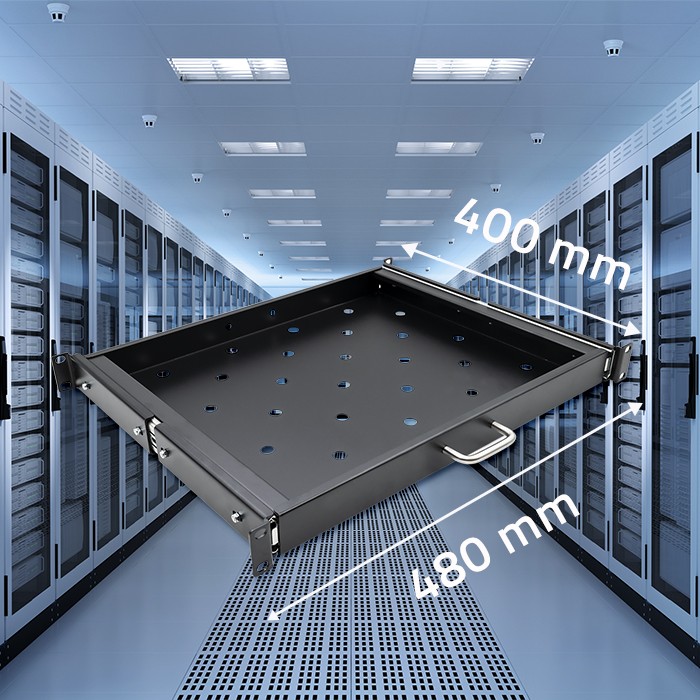 Qoltec Rack-Fachboden 54509 | 600*600 | Schwarz