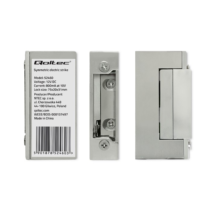 Qoltec Electric strike | 12V | Stainless steel