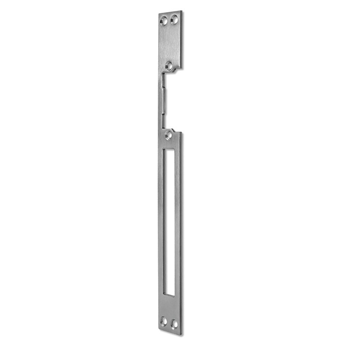 Qoltec Double-sided straight plate for electric door strike | Catch plate | 250mm | Stainless steel