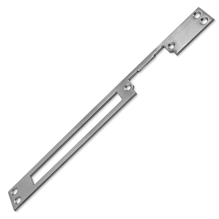 Qoltec Double-sided straight plate for electric door strike | Catch plate | 250mm | Stainless steel