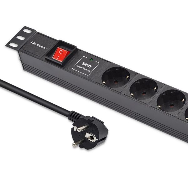 Qoltec 19-Zoll-PDU 54601 | 1U | 16A | 1.8m | PDU | 6xSCHUKO