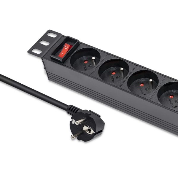 Qoltec 19-Zoll-PDU 54602 | 1U | 16A | 1.8m | PDU | 4xFRENCH