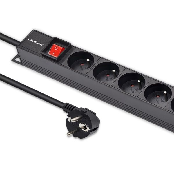 Qoltec 19-Zoll-PDU 54604 | 1U | 16A | 1.8m | PDU | 16xFRENCH