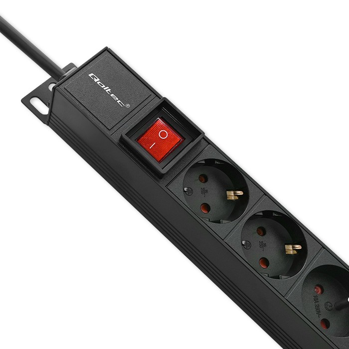 Qoltec 19-Zoll-PDU 54605 | 1U | 16A | 1.8m | PDU | 16xSCHUKO