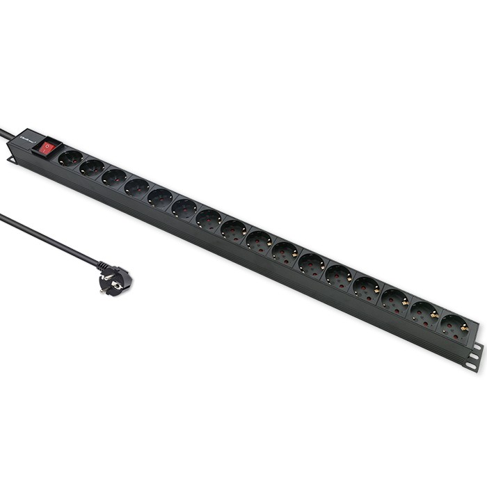 Qoltec 19-Zoll-PDU 54605 | 1U | 16A | 1.8m | PDU | 16xSCHUKO