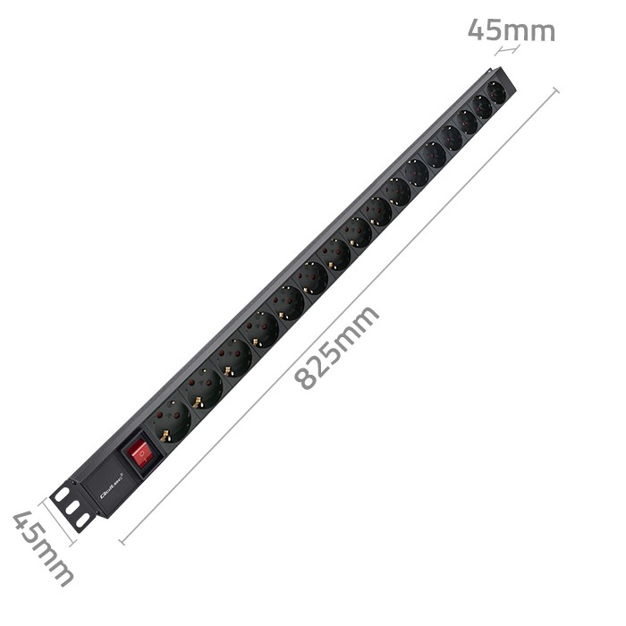 Qoltec 19-Zoll-PDU 54605 | 1U | 16A | 1.8m | PDU | 16xSCHUKO