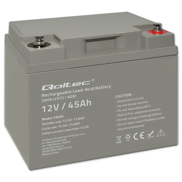 Qoltec AGM-Batterie 53035 | 12V | 45Ah