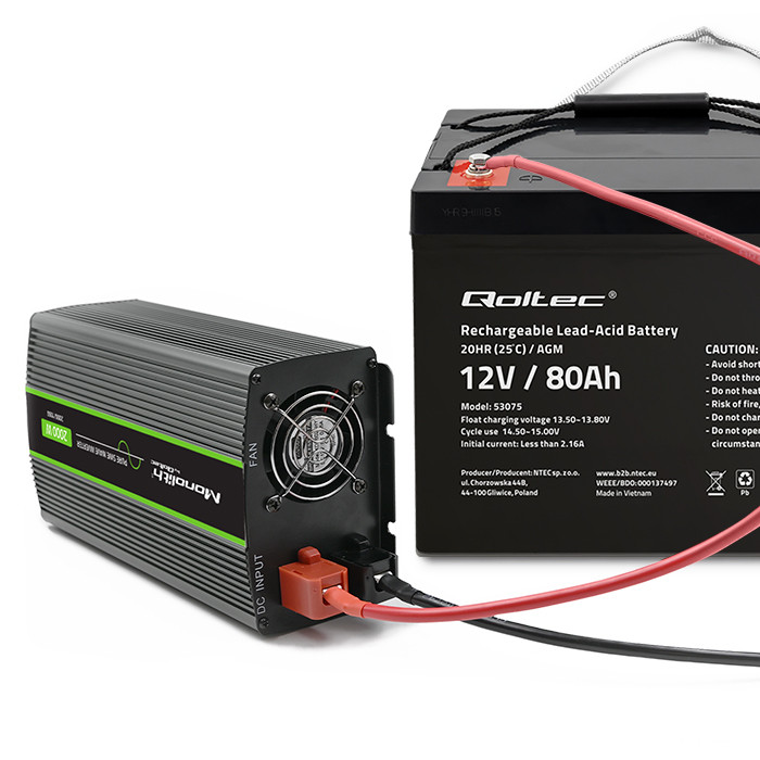 Qoltec AGM-Batterie 53075 | 12V | 80Ah | 23.5kg