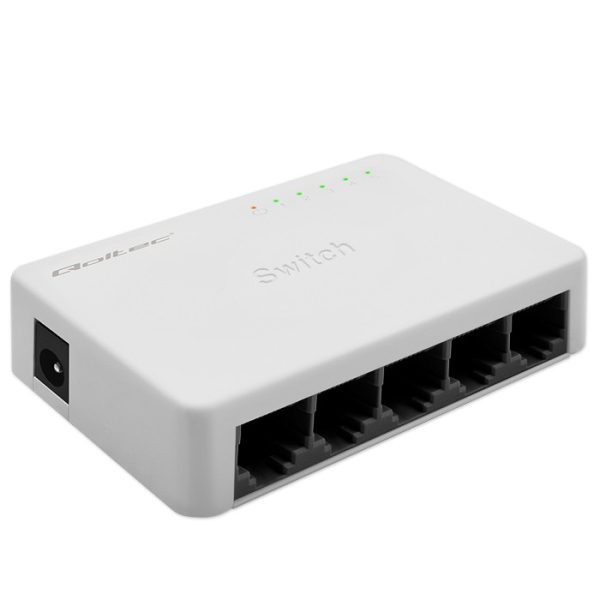 Qoltec Netzwerk-SWITCH | 5 x RJ45 Port | 100Mbps | Fast Ethernet | LAN