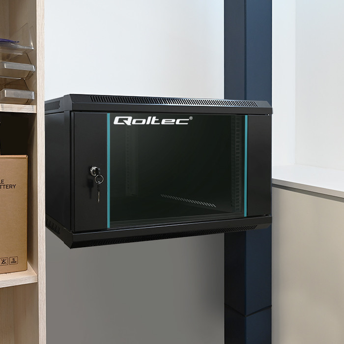 Qoltec 19-Zoll-Netzwerkschrank 54467 | 12U | 600 x 635 x 600 | Schwarz