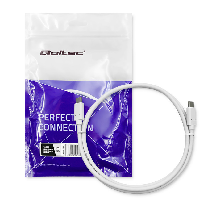Qoltec USB-C-Kabel 50508 | 1m | Weiß