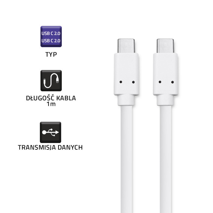 Qoltec USB-C-Kabel 50508 | 1m | Weiß