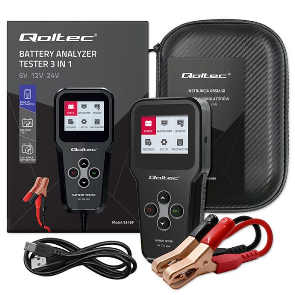 Qoltec Batterietester 52489 | 6V | 12V | 24V | 10Ah | 200Ah