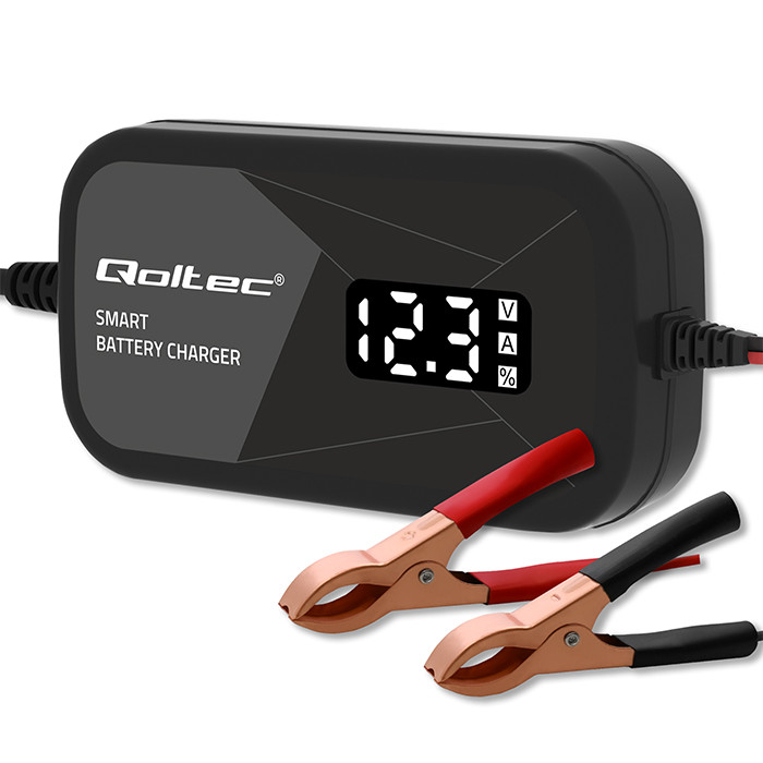Qoltec Batterieladegerät mit Reparaturfunktion 52492 | 12V | 2A | LCD