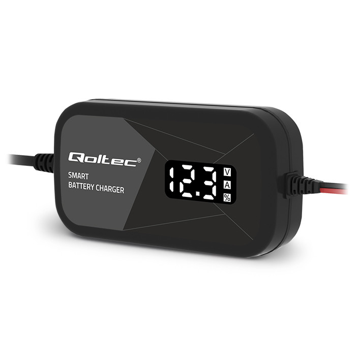 Qoltec Batterieladegerät mit Reparaturfunktion 52492 | 12V | 2A | LCD