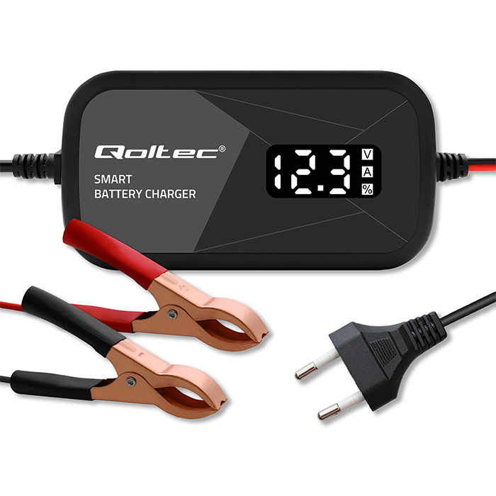Qoltec Batterieladegerät mit Reparaturfunktion 52492 | 12V | 2A | LCD