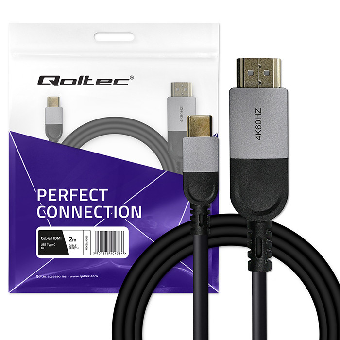 Qoltec USB-C-auf-HDMI-Adapterkabel 50438 | 2m | 60Hz | 32AWG