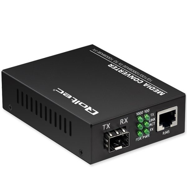 Qoltec Bidirektionaler Ethernet SWITCH Medienkonverter 1x RJ45 1x SFP| 1000Mbps | 5V