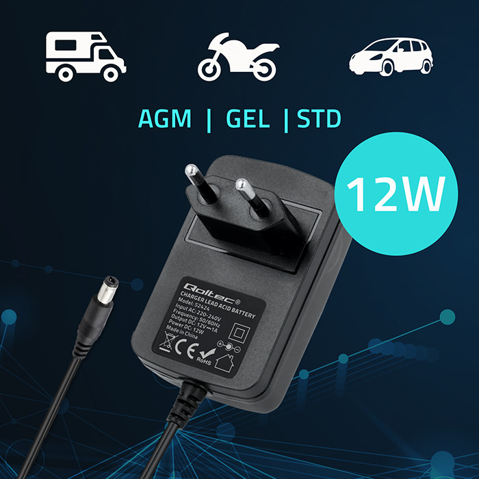Qoltec Batterieladegerät mit Reparaturfunktion 52424 | 12V | 1A