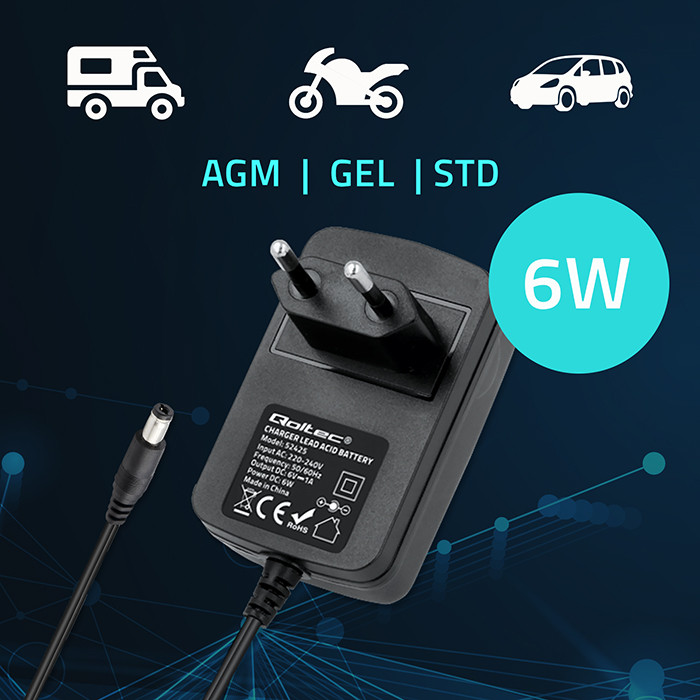 Qoltec Batterieladegerät mit Reparaturfunktion 52425 | 6V | 1A