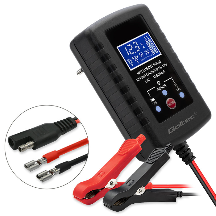 Qoltec Batterieladegerät mit Reparaturfunktion 52426 | 6V | 12V | 2A
