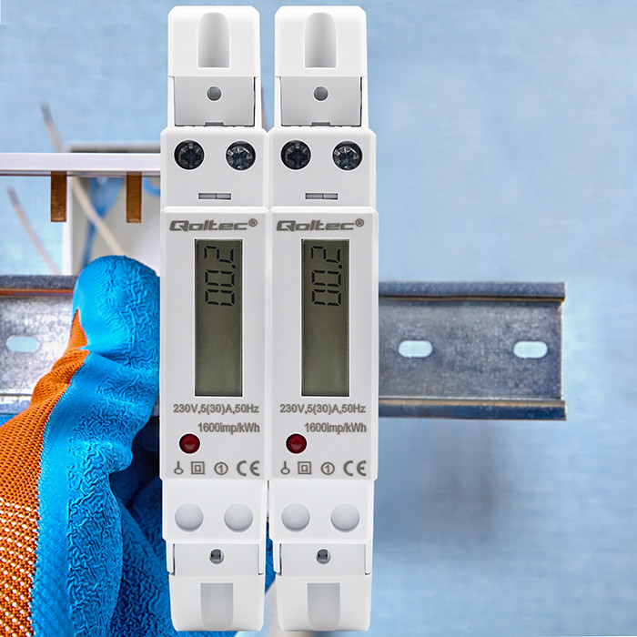 Qoltec DIN-Energiezähler 50993 | 230V | 30A | LCD | 1P