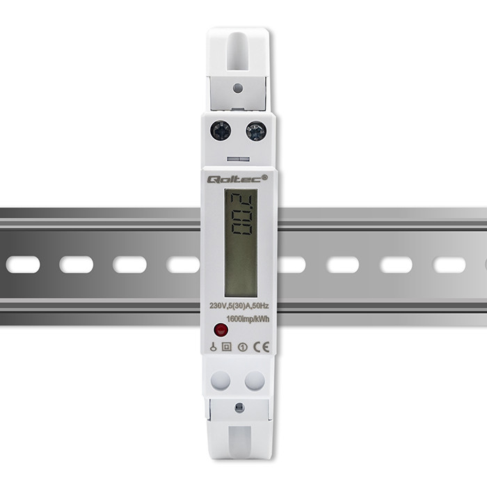 Qoltec DIN-Energiezähler 50993 | 230V | 30A | LCD | 1P
