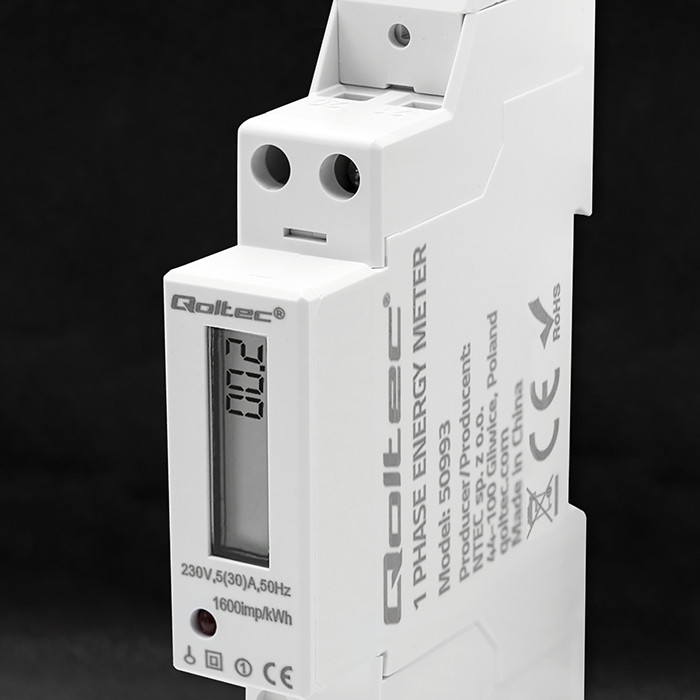 Qoltec DIN-Energiezähler 50993 | 230V | 30A | LCD | 1P