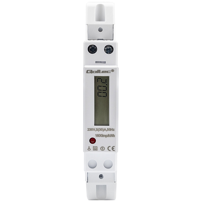 Qoltec DIN-Energiezähler 50993 | 230V | 30A | LCD | 1P