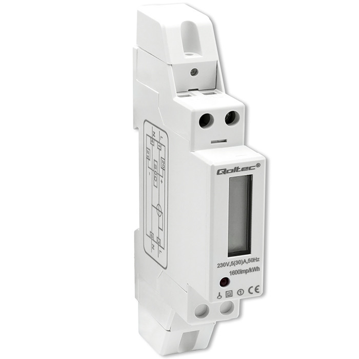 Qoltec DIN-Energiezähler 50993 | 230V | 30A | LCD | 1P