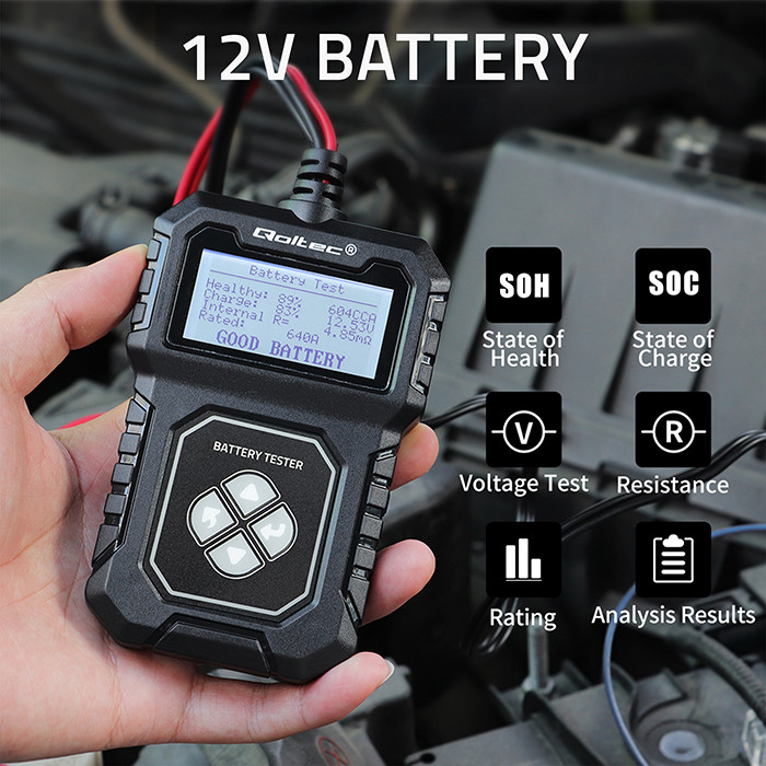 Qoltec Batterietester 50686 | 12V | 30-220AH