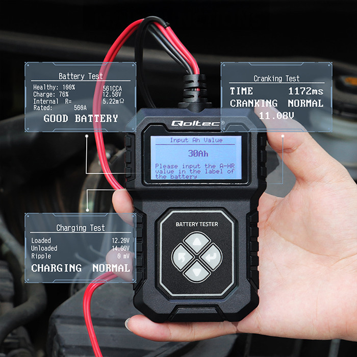 Qoltec Batterietester 50686 | 12V | 30-220AH