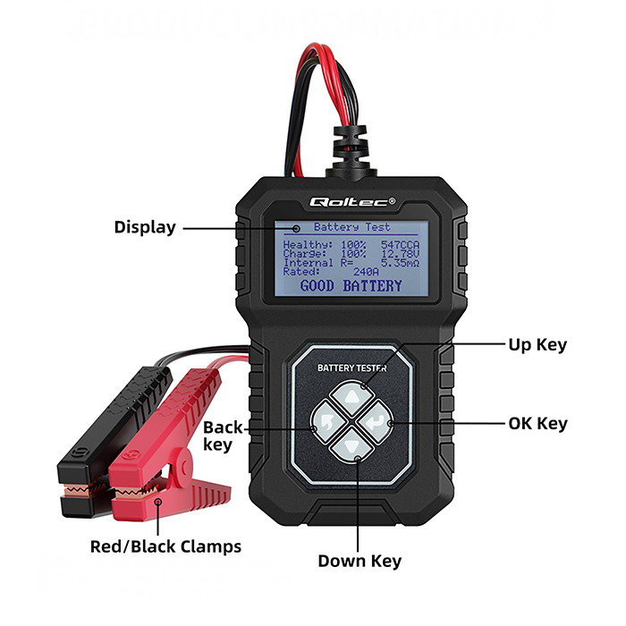 Qoltec Batterietester 50686 | 12V | 30-220AH