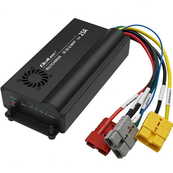 Qoltec Automatisches 12V DC-DC-Ladegerät mit MPPT-Controller | 25A | LiFePO4 AGM GEL STD