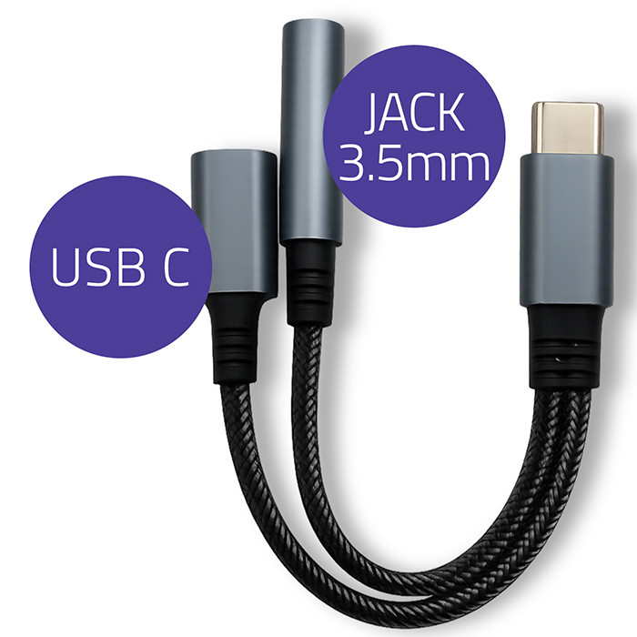 Qoltec USB-Adapter 51785 | 3.5mm | 15W | USB-C | 10cm
