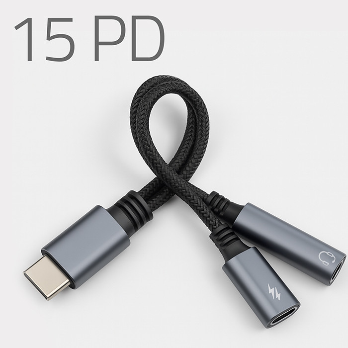 Qoltec USB-Adapter 51785 | 3.5mm | 15W | USB-C | 10cm